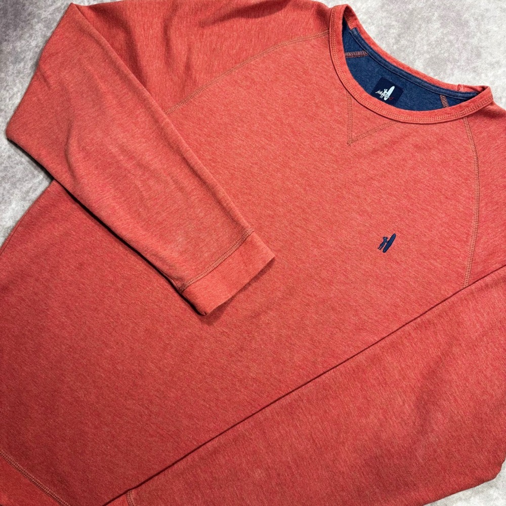 Johnnie-O Mens XL Red Heathered Raglan Crewneck Sweatshirt Surfer Logo Pullover